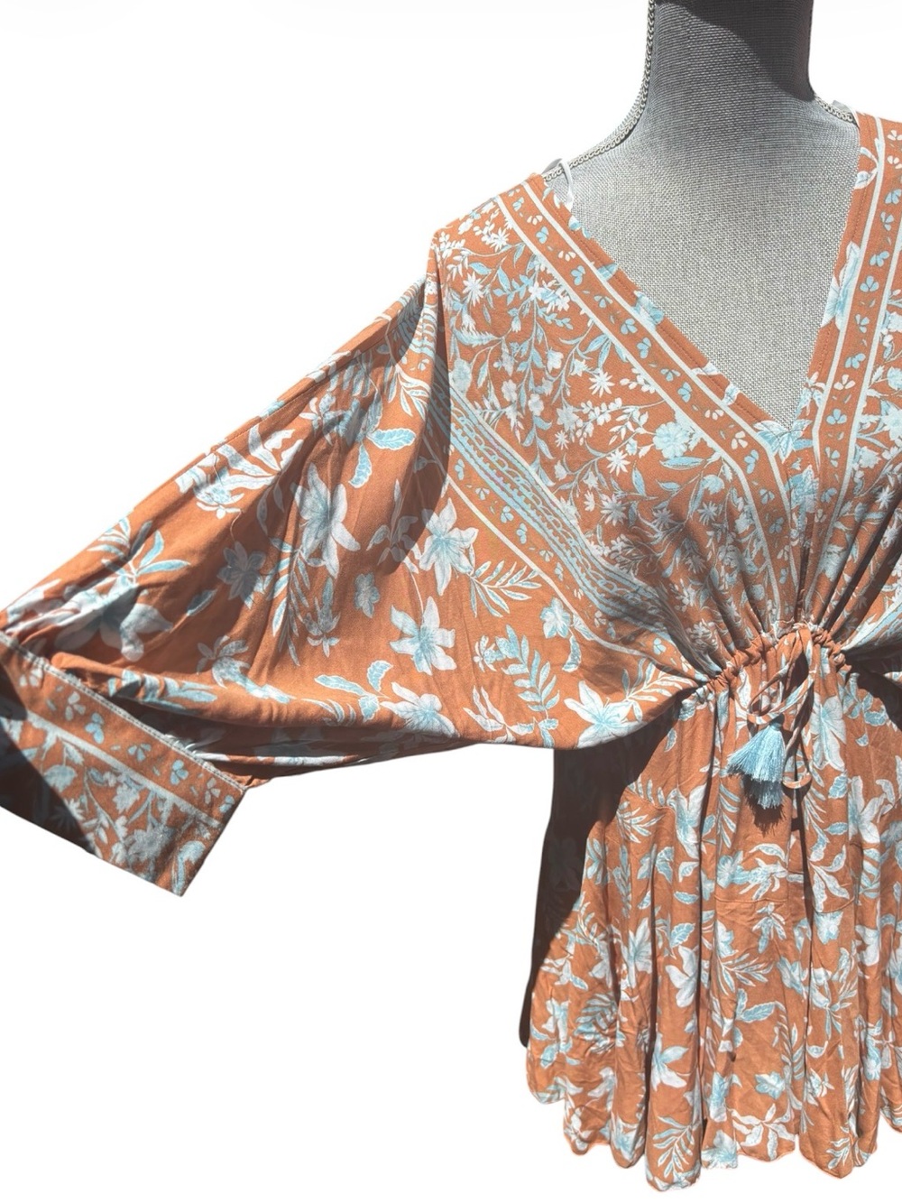 Floral Boho Mini Dress Baltic Born L Cottagecore Coastal Beachey Girlhoodcore - Picture 4 of 11